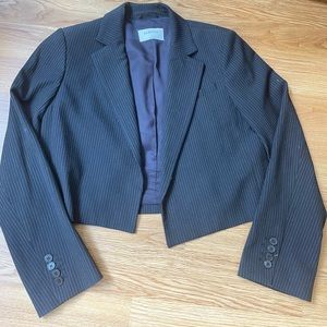 Aritzia Babaton Cropped Navy Pinstripe Blazer